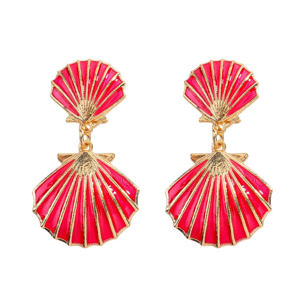 Ocean shell enamel earrings personality fashion double-sided shell earrings literary retro versatile everyday earrings