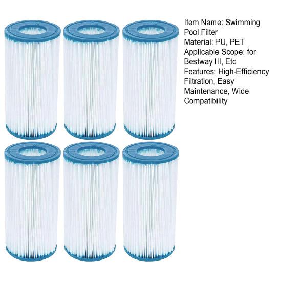 1 szt./3 szt./6 szt. Rdzeń filtra basenowego typu III Wkład filtra basenowego Łatwy w instalacji Filtr basenowy typu A/C Wymienny do basenów naziemnych