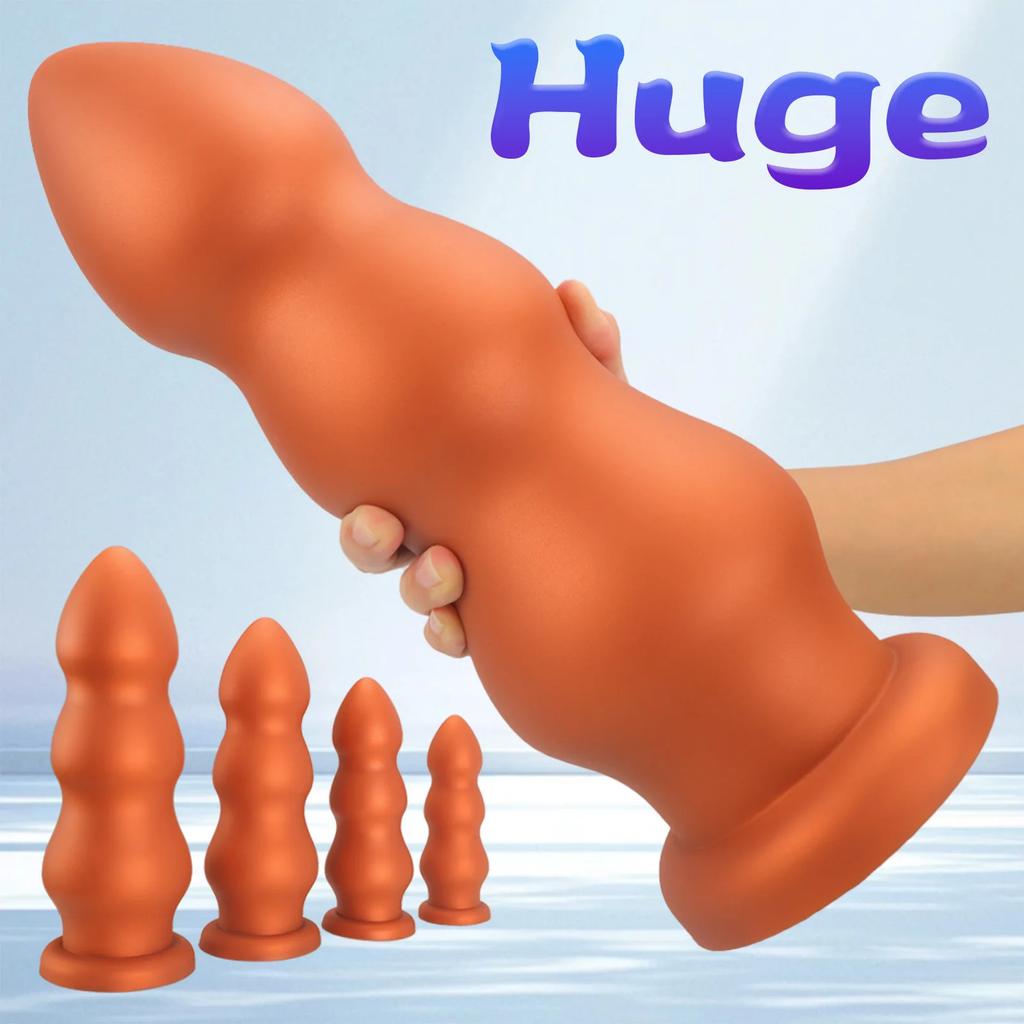 4 Size Big Huge Anal Beads Butt Plug Smooth Soft Silicone Dilatador Anal Dildo Penetration Anal Toys Buttplug