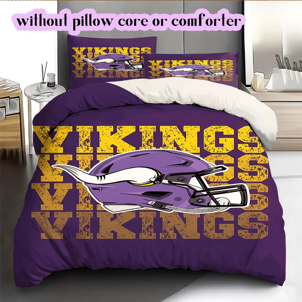 football Logo Pattern Bedding Quilt Set Quilt Cover Pillowcase Home Decoration Birthday Gift (1*duvet cover+ 2*pillowcase, without core)