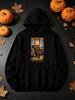 Unisex Hoodie, Halloween, Ghost Town Drifter Skeleton Graphic, Pullover Sweatshirt, Casual Streetwear, Autumn Winter Outdoor, Drawstring Hood Front Po