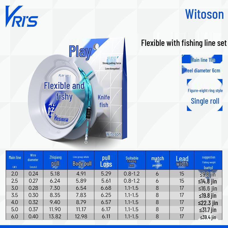 Weituosen Flexible Knot-Free Fishing Line Set for Crucian Carp, 4.5m & 6.3m