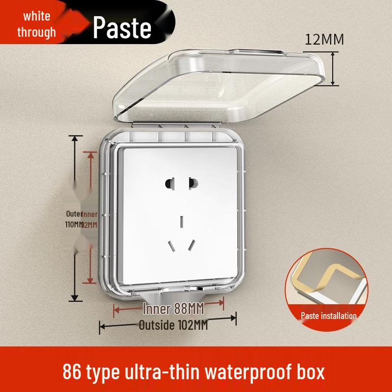 Type 86 Waterproof Bathroom Socket Cover: Child-Proof, Adhesive Shield Box