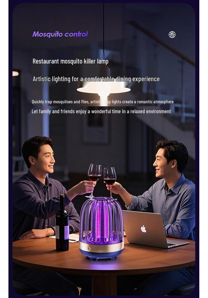 Dual-Use Electric Mosquito Killer Lamp: Rechargeable, Plug-In, with Mosquito Attractant and Repellent Functions for Household Use.