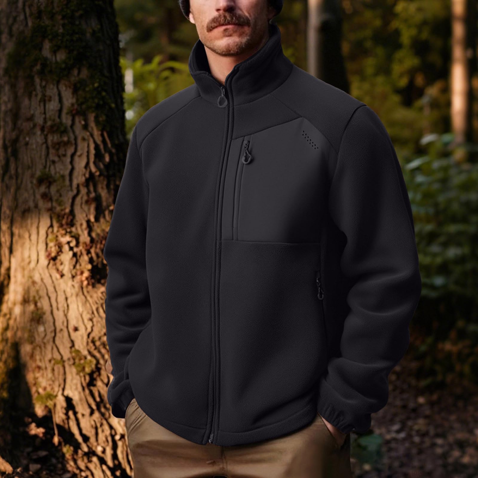 

Мужская флисовая толстовка на молнии, ветрозащитная, мягкая, охотничья куртка, тяжелые куртки с высоким воротником и карманом на молнии XL