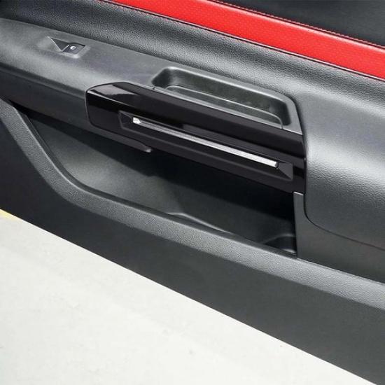 2x Gloss Black Door Armrest Handle Decor Frame Cover Trim For Ford Mustang 15-25