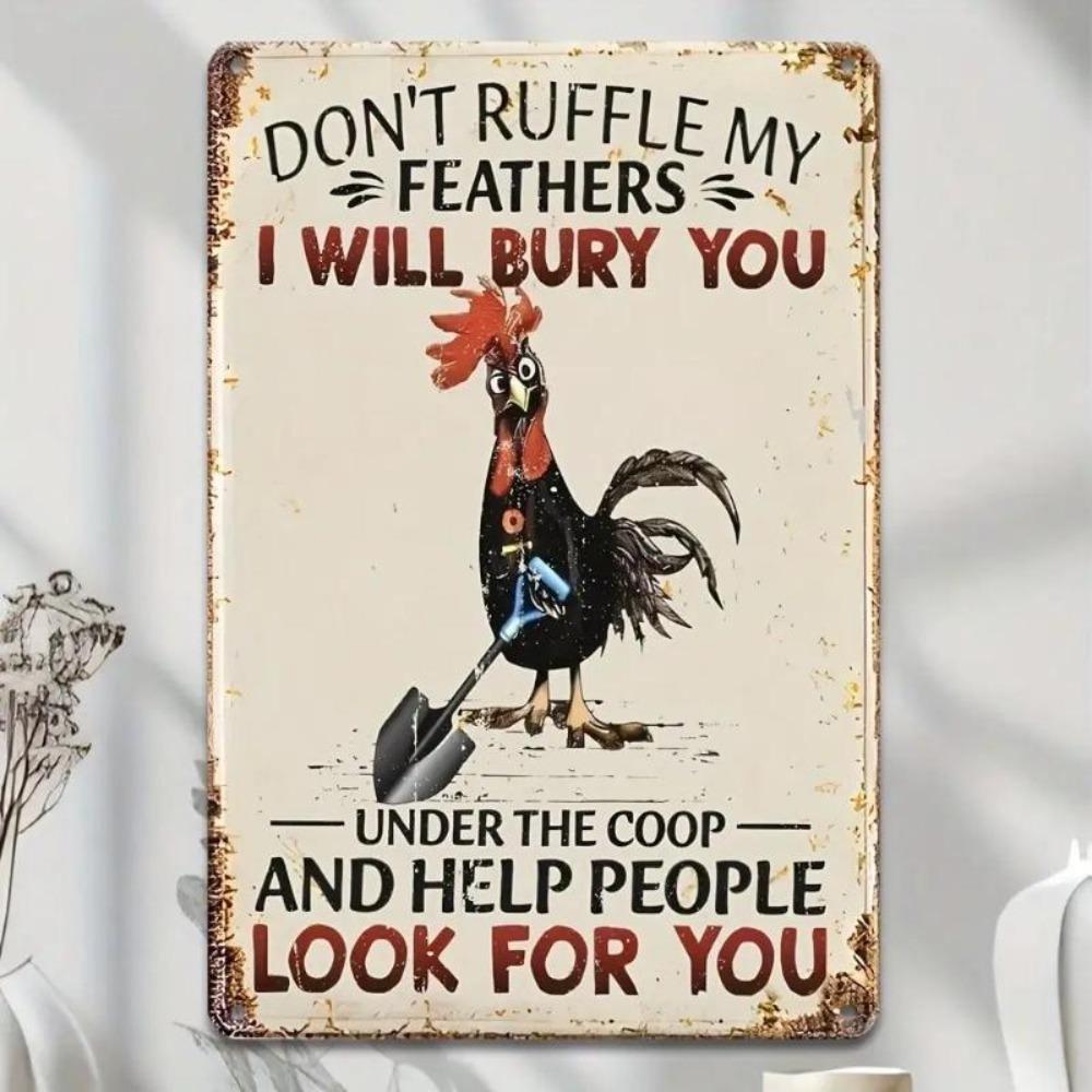 Sassy Metal Chicken Art Vintage Humor Plaque Home Decor