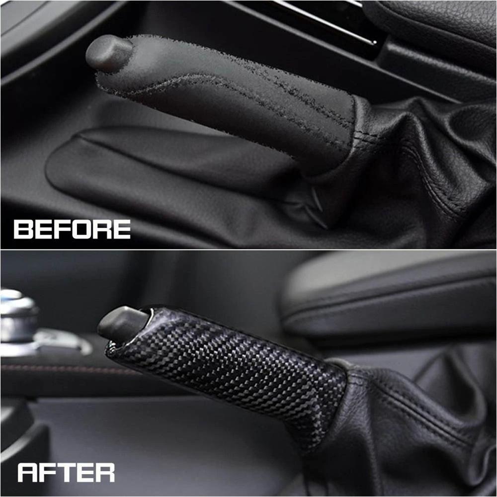 For BMW Models With Handbrake Brake Handle Cover Trim Real Carbon Fiber Black 1x