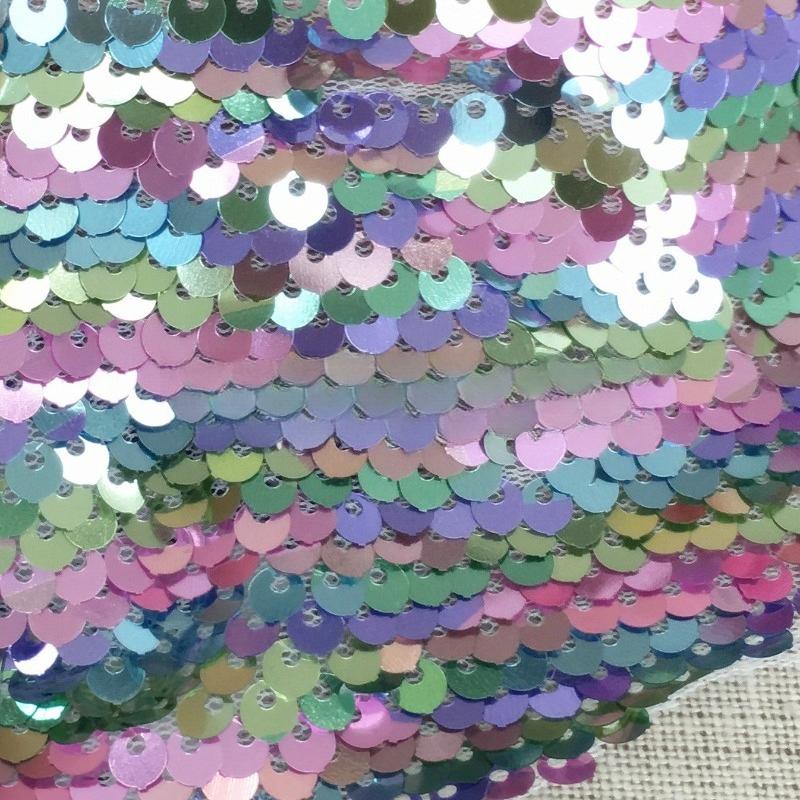 

5MM Iridescent Fish Scale Sequin Lace Fabric Soft Elastic for Handmade DIY Stage Costumes Evening Dresses Curtains Tablecloths 50x130cm