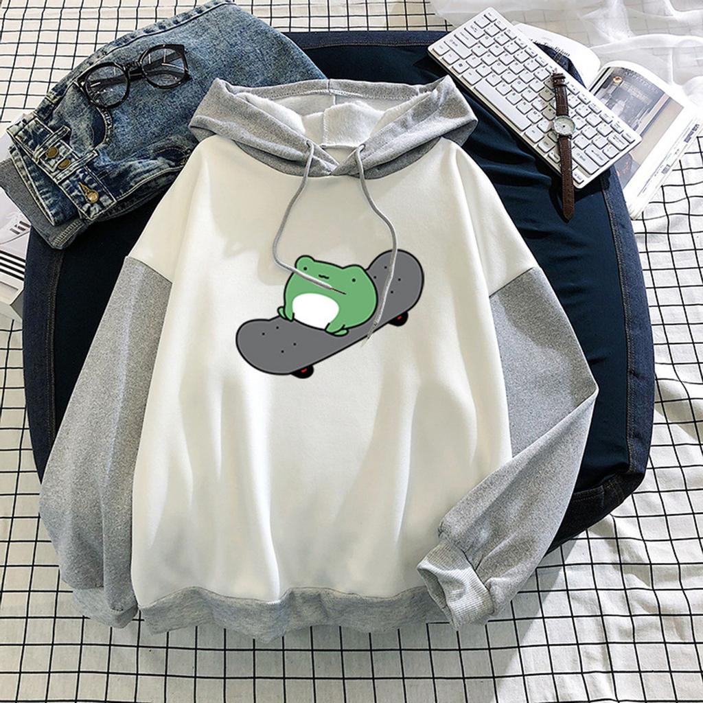 Damenmode New Stitching Cute Plus Velvet Langarm-Sweatshirt mit Kapuze