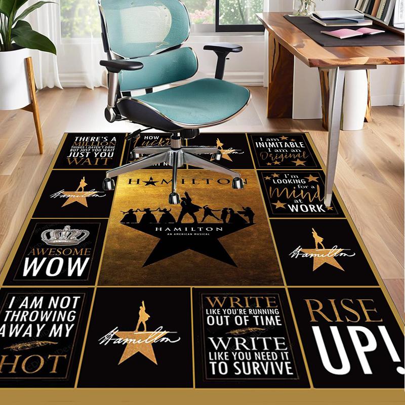 Star Hamilton Art Office Rug Chair Mat, Game Carpet, Suitable for Front Door, Bedroom, Living Room, Desk, Holiday Gift