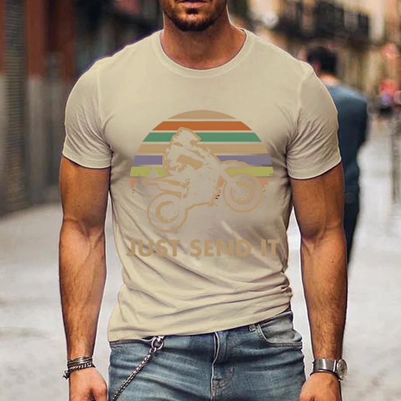 Just Send It Print Shirt Motorcycle Graphic Men Women T-shirts Vintage Style Motocross Gift Classic T Shirts Street Men Tshirt