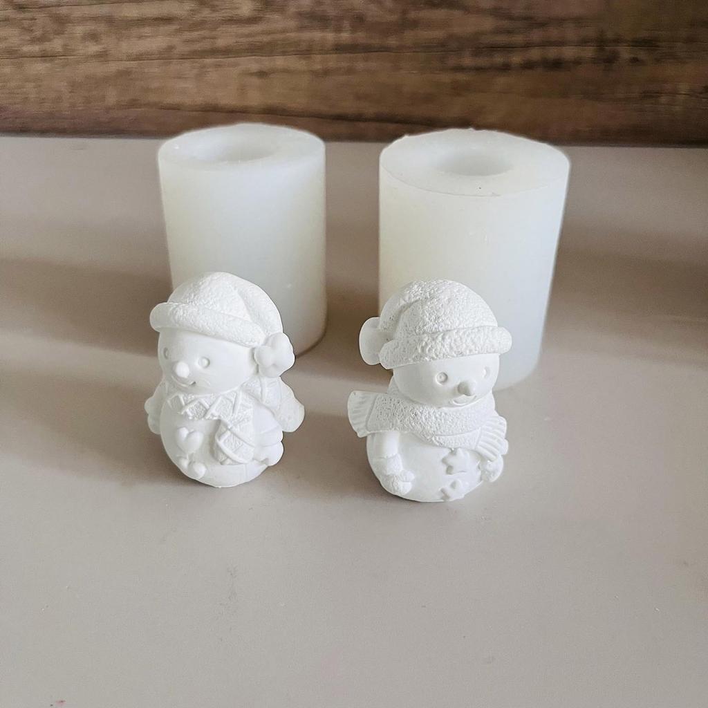 3D Snowman Candle Molds Silicone Mould Christmas Molds Casting Moulds Soap Molds Epoxy Resin Molds for Home Decorations