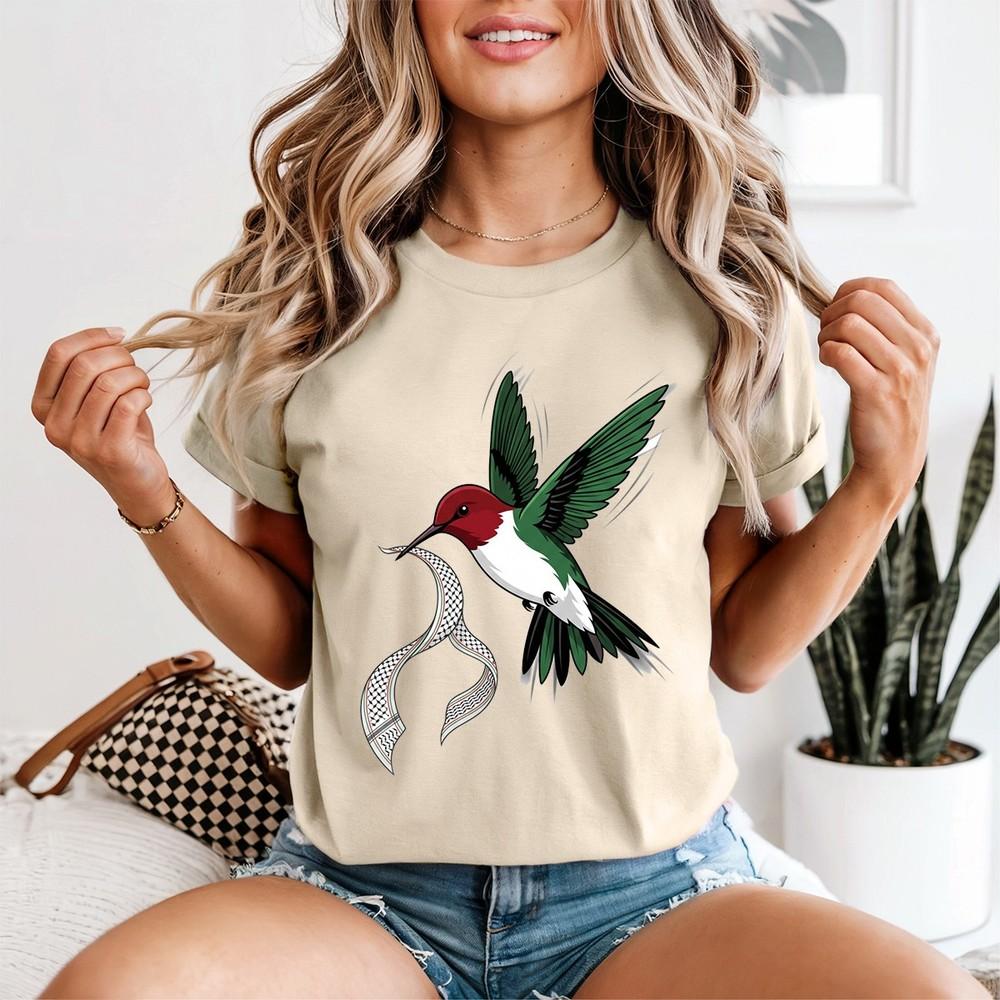 T-shirt Unisex Colibrì Palestina Keffiyeh Maglietta da Donna Pace Per La Palestina