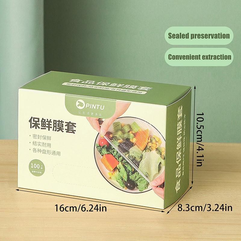 100Pcs Disposable Food Cover Plastic Fresh-Keeping Bag Food Grade Vegetable Fruit Cover Elastic Bowl Cover Kitchen Storage