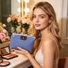 Striped Cosmetic Bag Portable Zippered Small Makeup Bag Foldable Stylish Toiletry Bag for Makeup Brushes Skincare Products