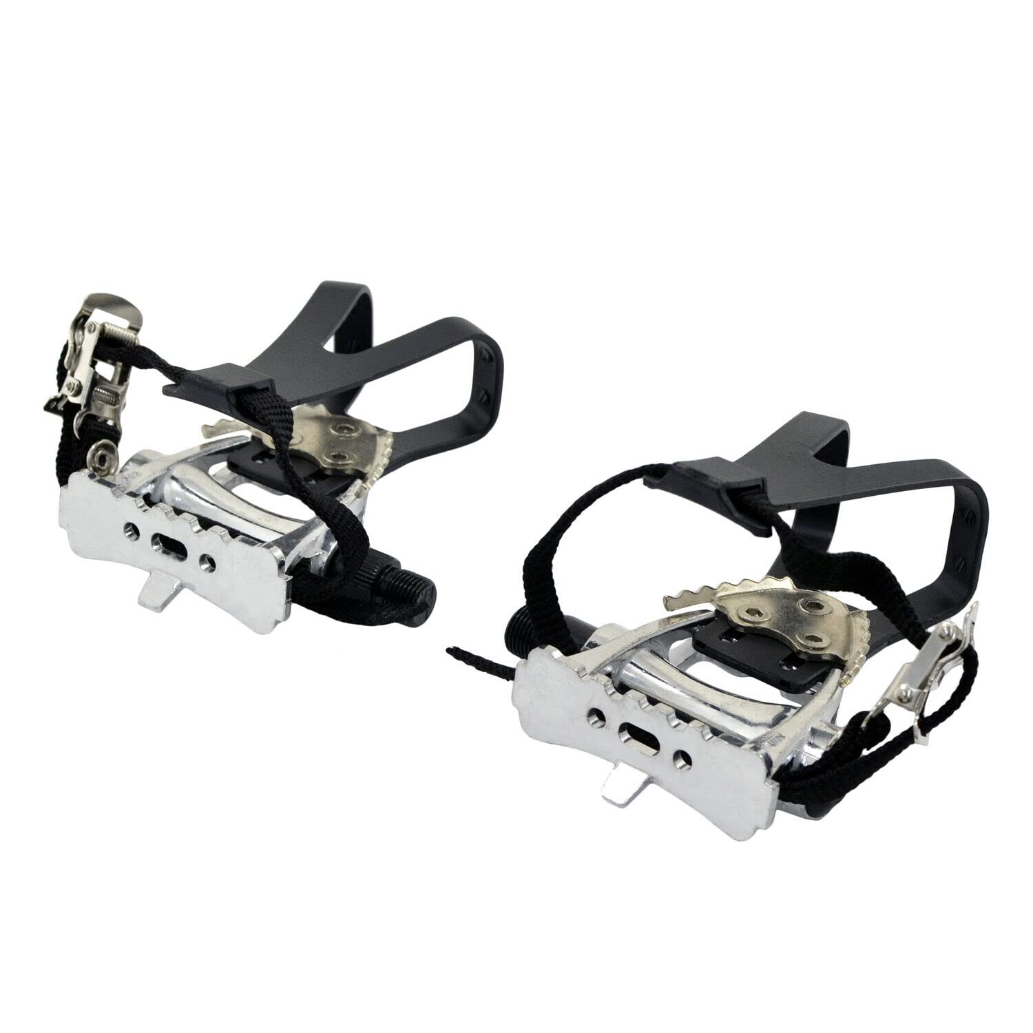 

FPD Road Bike Pedals with Integrated Toe Clips Cages FD2333 NWL-363 Straps,