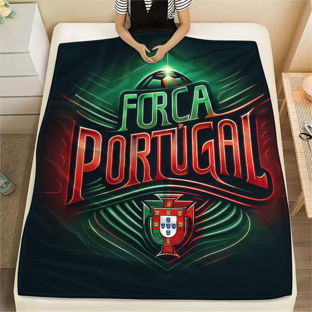 1PC Portugal National Football Team Patterned Flannel Blanket Suitable For All Seasons for Home Decor Warmth and Comfort Gifts Holiday Present