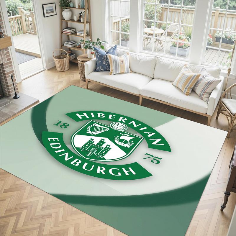 Hibernian FC Design Crystal Velvet Carpet Cozy Non?Slip Printed Rug For Bedroom Living Room Entrance