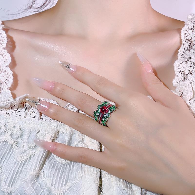 Jewelry Rings Dual-use Accessories Purple Light Lamps Will Change Color Red Corundum Blue Pointed Crystals Luxury High-end Feeling Women