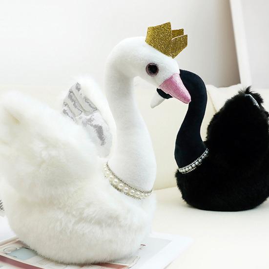 Exquisite Doll Throw Pillow Shape Faux Anti-pilling Decorative Swan Pearl Necklace Doll Toy Gift Supply