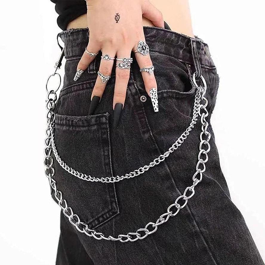 Unisex Retro Punk Metal Waist Chain Pendant - Versatile Hip Hop Style