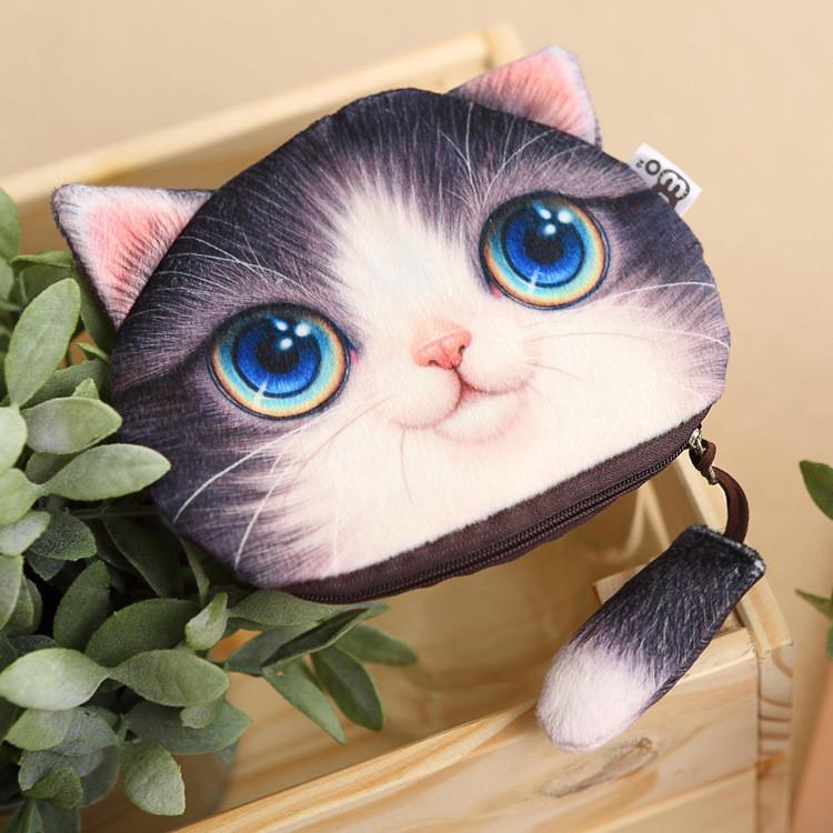 Portamonete Gatto Peluche Con Coda 3D Per Uso Quotidiano E Regalo