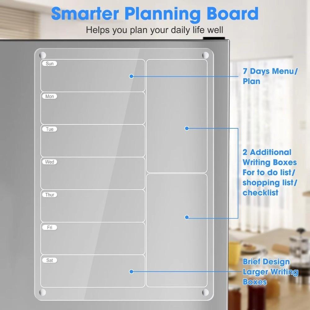 Multifunctional Fridge Weekly Calendar Erasable Memo Board  for Grocery Shopping List & Chore