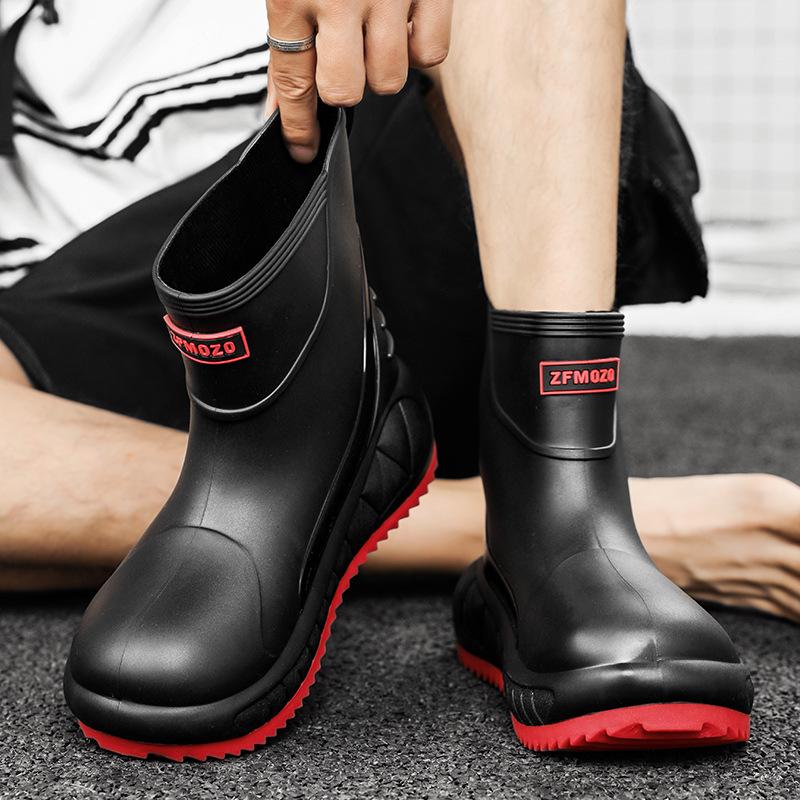 Fashion rain shoes men's outdoor waterproof fishing shoes versatile water shoes non-slip kitchen men's soft-soled comfortable rubber shoes