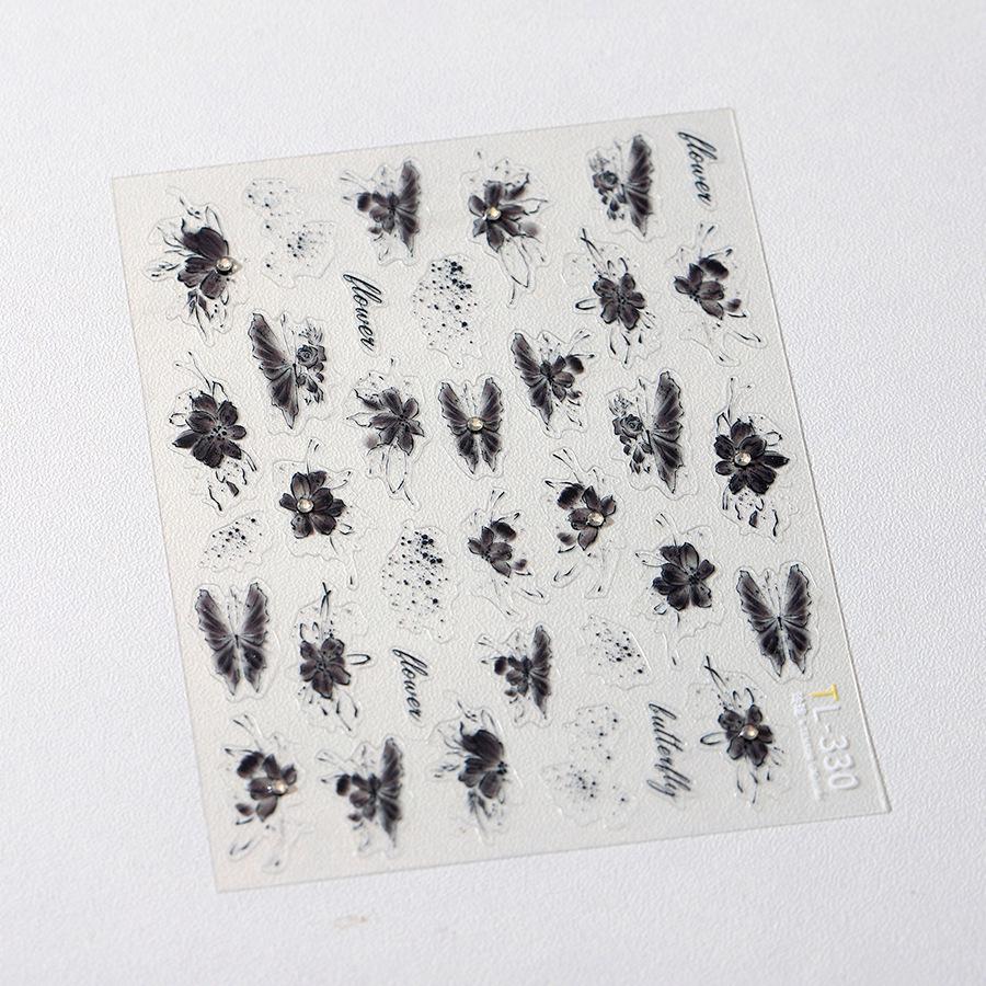 

Ретро чернила бабочка тисненые наклейки для ногтей TL-330