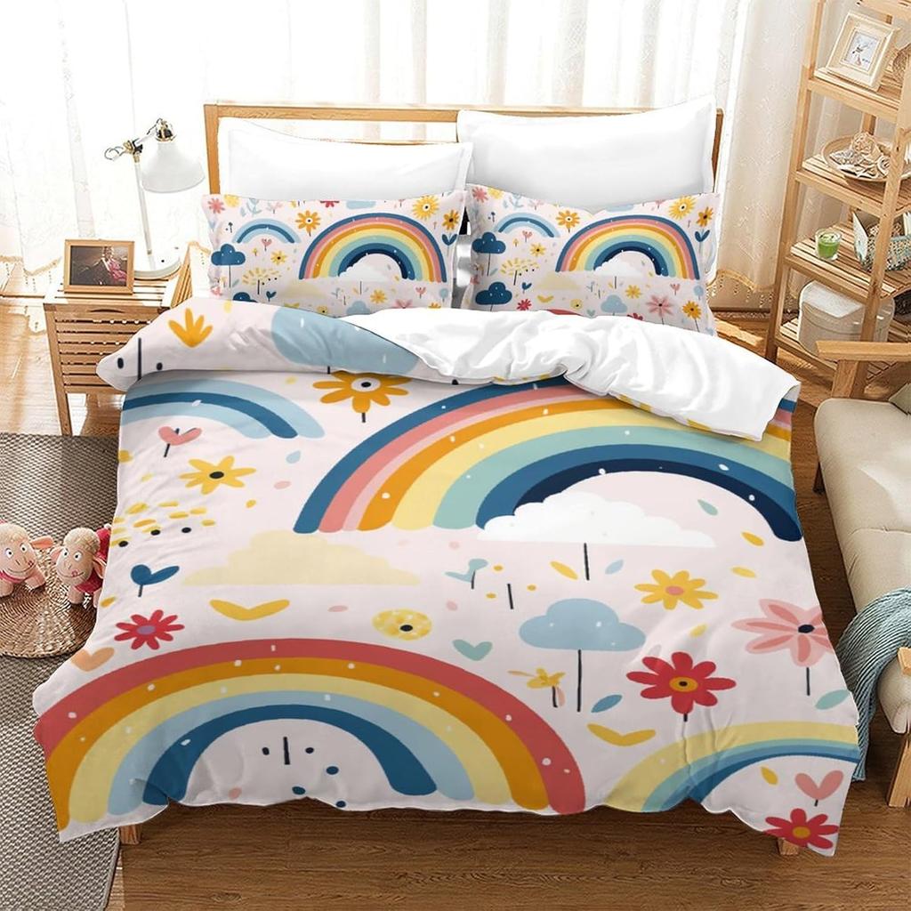 3D Printing Duvet Cover Set Rainbow Decorative Duvet Cover 2pcs With Pillow Cases75*50cm, Bedding Cover for Boys Adult Single