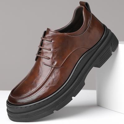 Herbst und Winter 2025 neue Herren Business Casual Lederschuhe Herren handgekratzte dicksohlige runde Zehe Schnürschuhe vielseitige trendige Schuhe 9922
