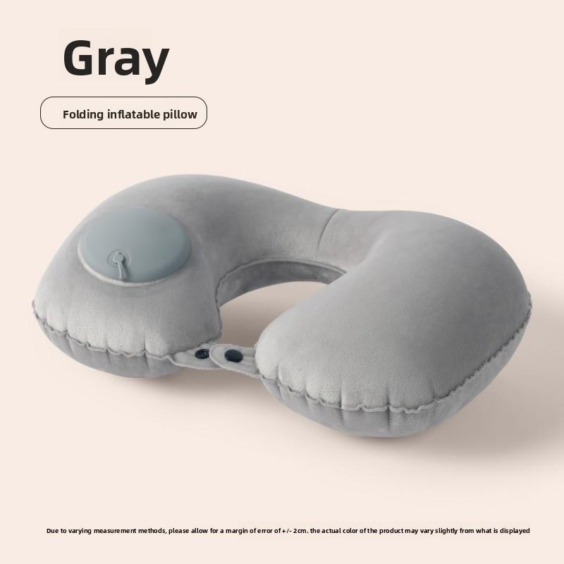 Press-type Inflatable U-shaped Pillow - Portable U-shaped Aircraft Neck Support Pillow - Travel Must-have - Sleeping Cervical Pillow