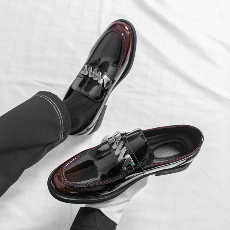 Fashion Men Shoes Retro Business Loafers Black Green PU Men Thick-soled Anti-slip Fashionable Leather Shoes Social Shoes Sizes 38-46