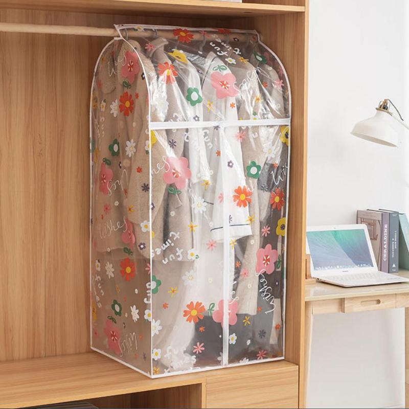 Sun Flower Transparen Dust Cover With Zipper Wardrobe Dust Cover Cloth Coat Suit Storage Bag Student Dormitory Storage Supplies