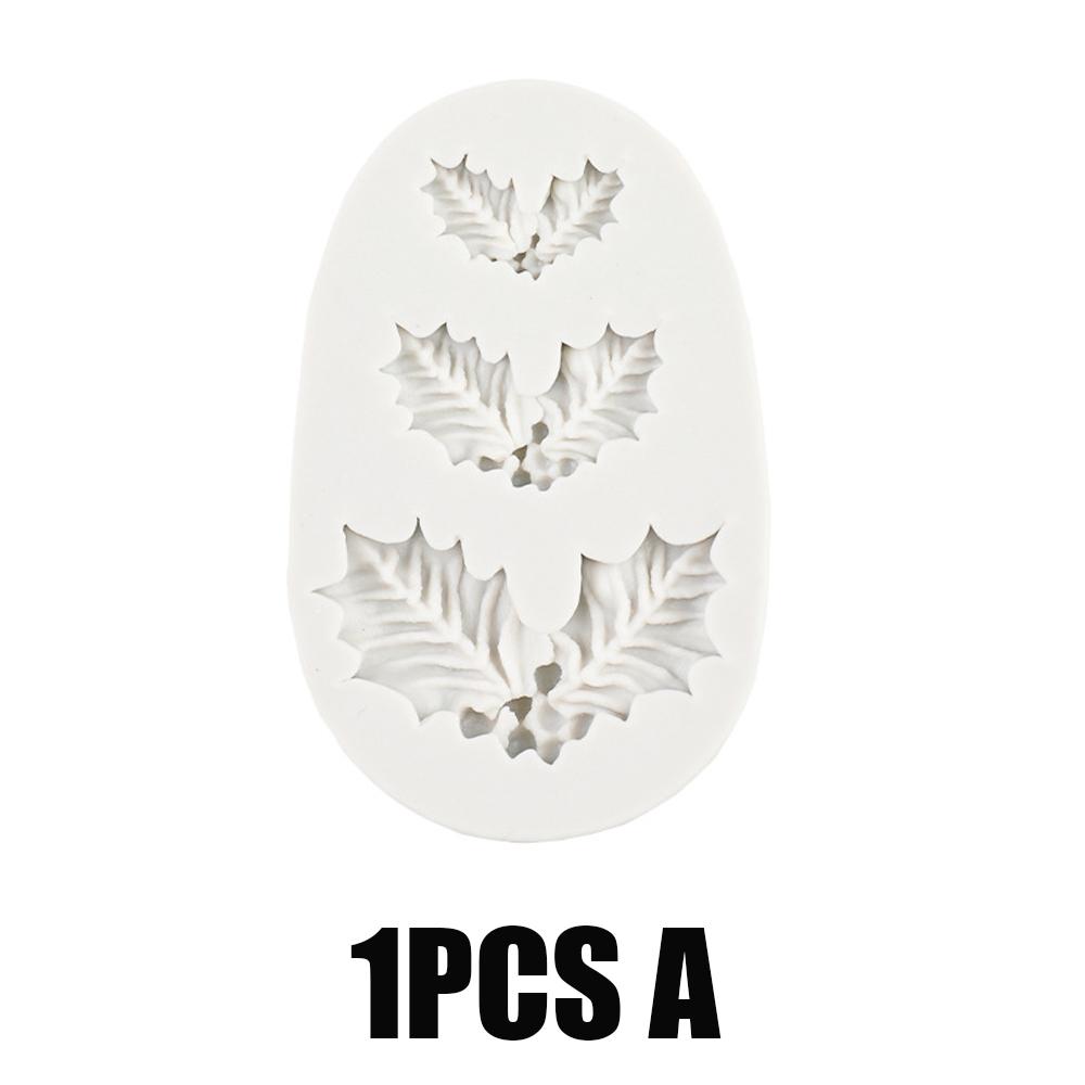 1PC Christmas Holly Leaf Bells Shape Silicone Mold Party Pinecone Fondant Cake Decoration Garland Leaves Kitchen Baking Gadget