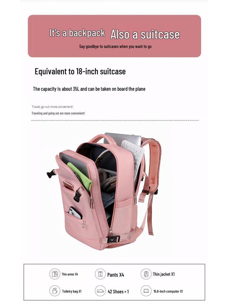 Zaino da viaggio multifunzionale da donna di grande capacità per viaggi brevi