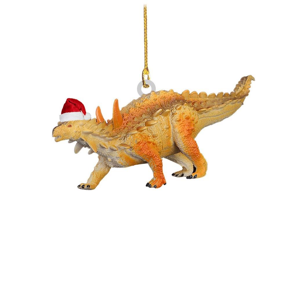 Festive Flat Dinosaur Acrylic Christmas Ornament Cheerful Vehicle Decoration Gift For All Ages
