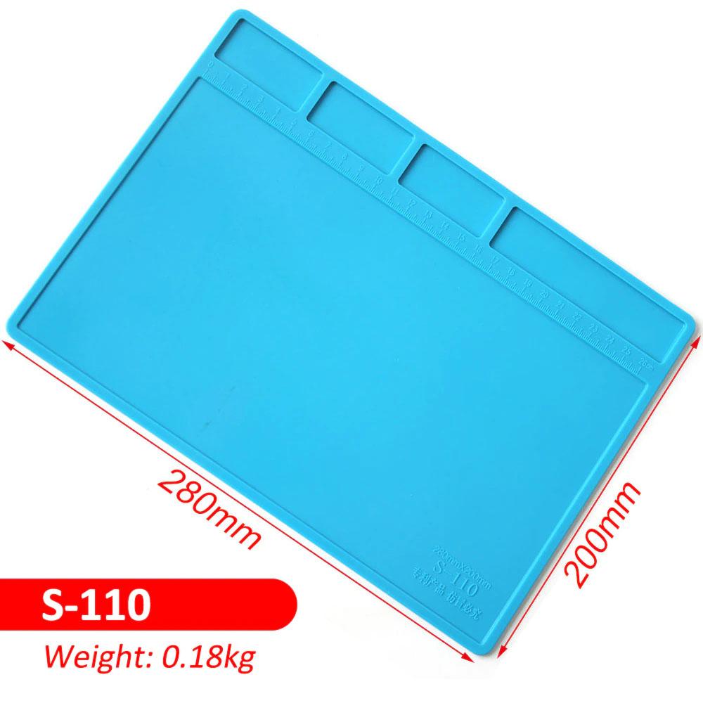 Silicone Mat, Heat-resistant AIDA S-110, for Equipment Repair and Spare Parts Layout / 280x200 Mm 