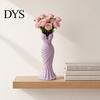 Moisture-proof Vase Evening Dress Vase, Elegant Mermaid 3D Printed Fashion Home Decor Plastic Decorative for Table Shelf Desktop Artwork