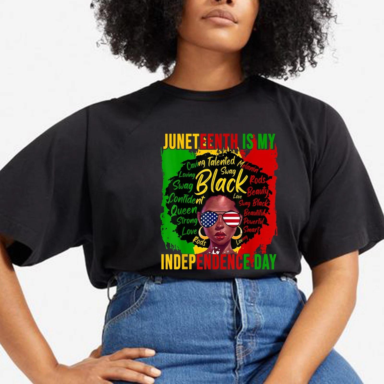 Juneteenth is My Independence Day Shirt, Retro Black Queen Juneteenth Day Tee M