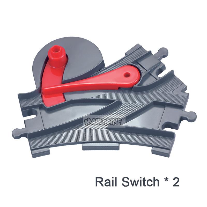 Marumine 8PCS Block Train Straight Curved Track Crossover Parts Railway Switch Big Size Building Bricks City View Accessories