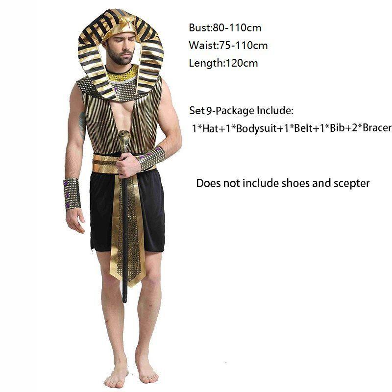 Deluxe Pharaoh Men Egyptian King Costume Desert Prince Queen Fancy Dress Cosplay