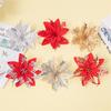 10pcs Glitter Artificial Poinsettia Flower Christmas Decorations for XmasTree Wreath Ornament Wedding Home New Year Gift