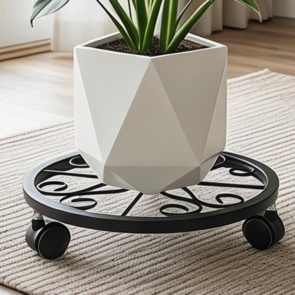 Mobile Flower Pot Tray With Detachable Casters Strong Load Bearing Plant Saucers With Locking for Indoor and Outdoor Plants
