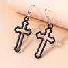 Fashion Gothic Black Cross Drop Earrings for Women Men Metal Punk Crucifix Dangle Earrings Club Party Jewelry Gifts