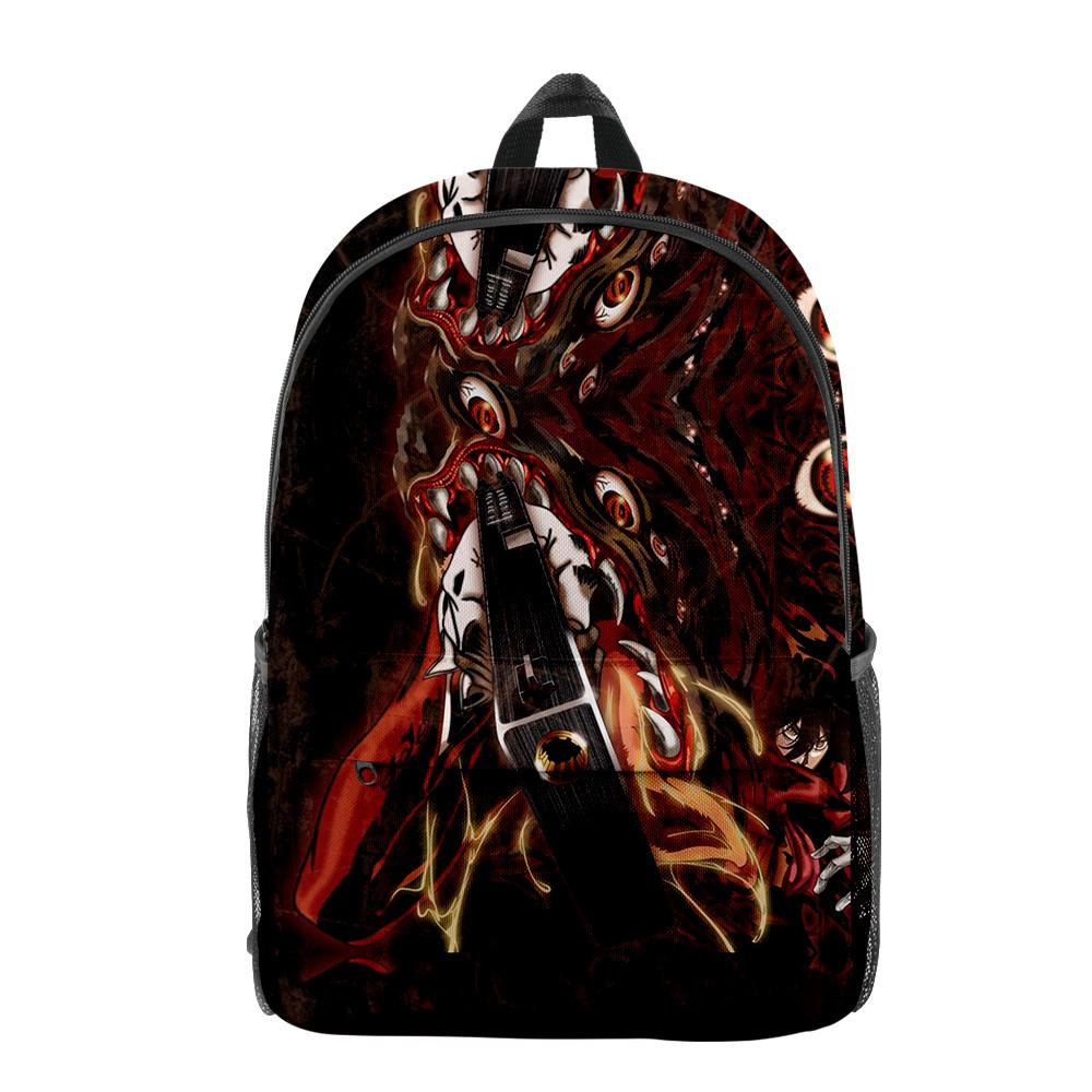 Classic Novelty Funny Cool Hellsing pupil Bookbag Notebook Backpacks 3D Print Oxford Waterproof Boys/Girls Travel Backpacks