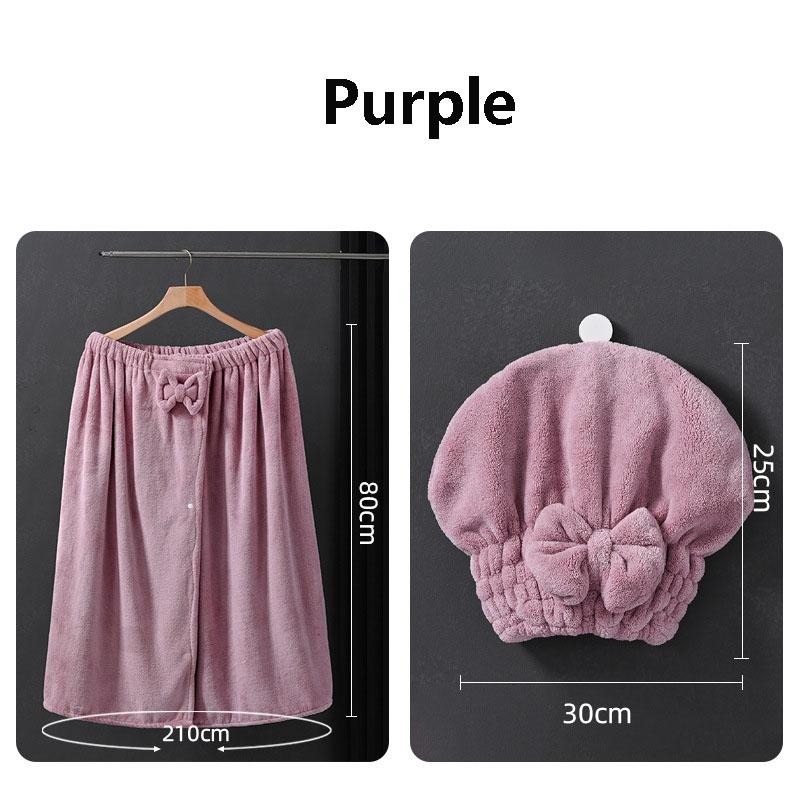 

Банный халат из кораллового флиса большого размера, 80x210 см, длинный, термо, носимое полотенце с капюшоном для женщин, для бани и домашнего спа фиолетовый
