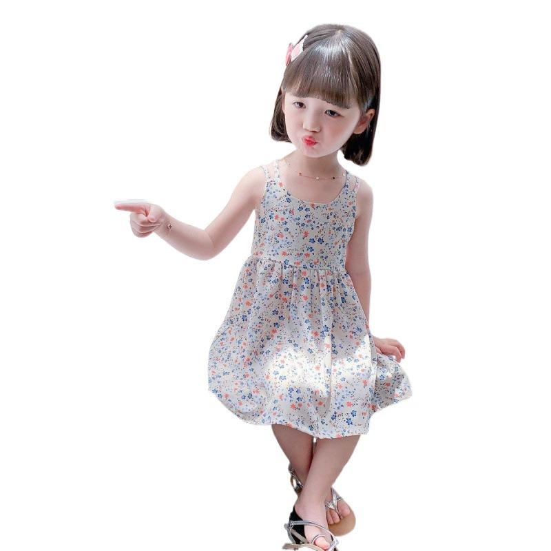 Children's Halter Floral Beach Dresses Casual Princess Dresses