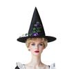 Halloween Witch Hat with Flowers Party Wizard Hats Decoration Props for Adults Children Cosplay Witch Net Gauze Headwear Costume